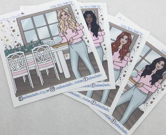 Easter Party Decorative Double Box Sticker - oodlemadoodles