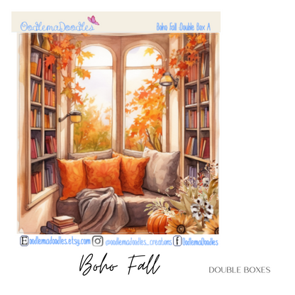 Boho Fall Decorative Double Box Sticker