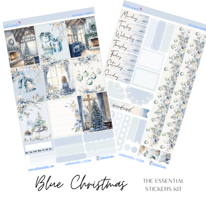 Blue Christmas Essential Planner Sticker Kit