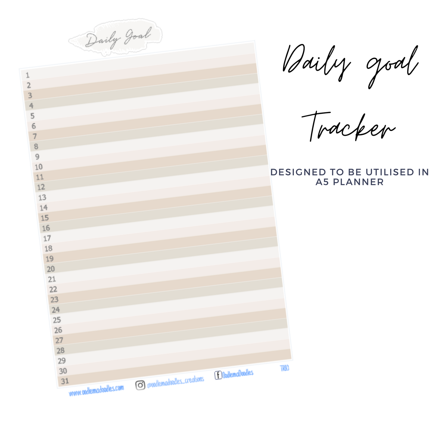 Daily Goal Tracker Planner Sticker