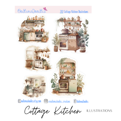 Cottage Kitchen Illustration Planner Stickers