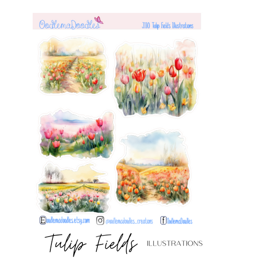 Tulip Fields Illustration Planner Stickers