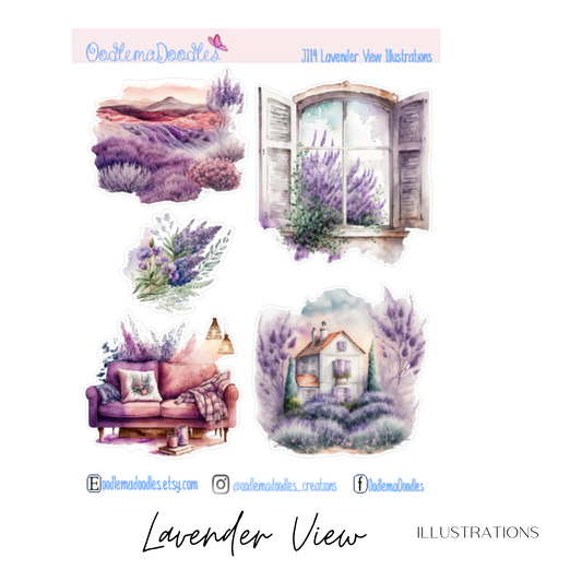 Lavender View Illustration Planner Stickers