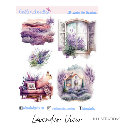 Lavender View Illustration Planner Stickers