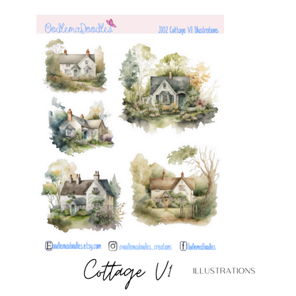 Cottage Illustration Planner Stickers