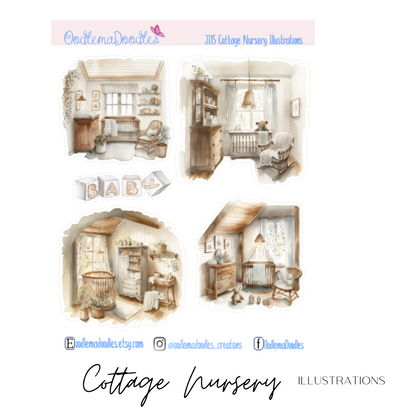 Cottage Nursery Illustration Planner Stickers