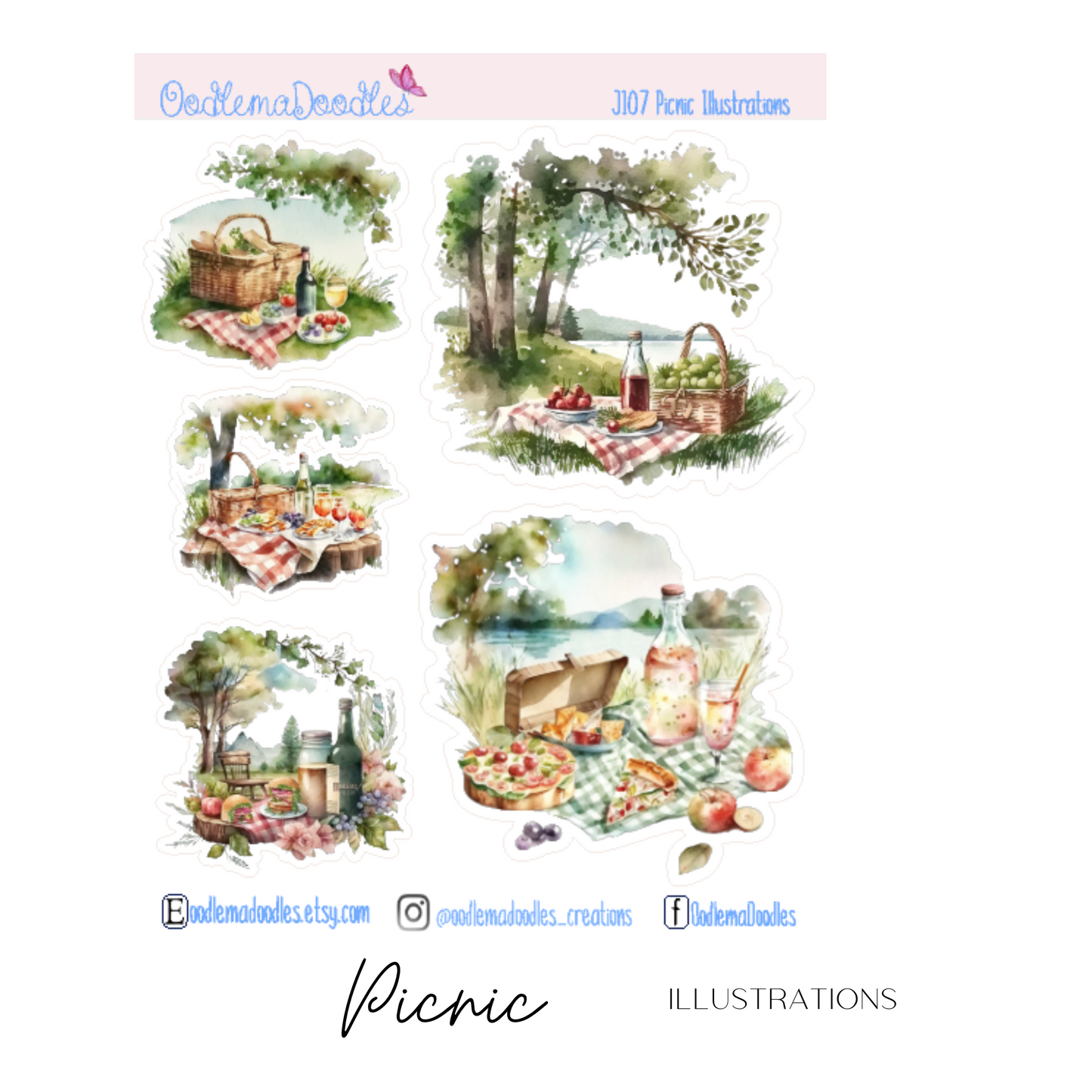 Picnic Illustration Planner Stickers