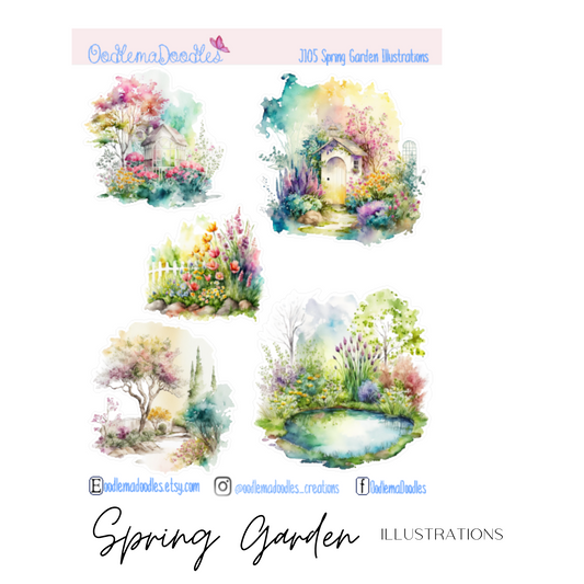 Spring Garden Illustration Planner Stickers