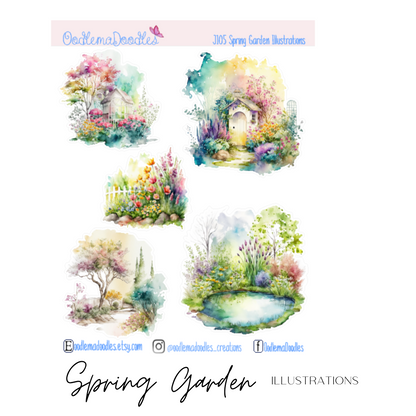 Spring Garden Illustration Planner Stickers