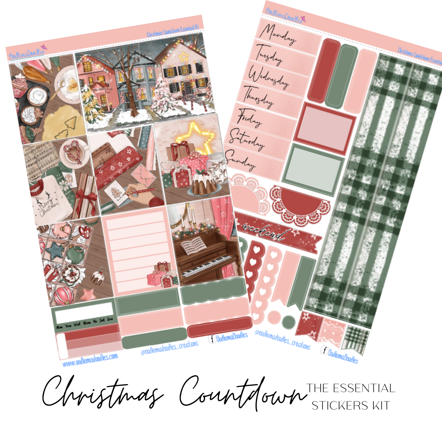Christmas Countdown Essential Planner Sticker Kit