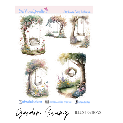 Garden Swing Illustration Planner Stickers