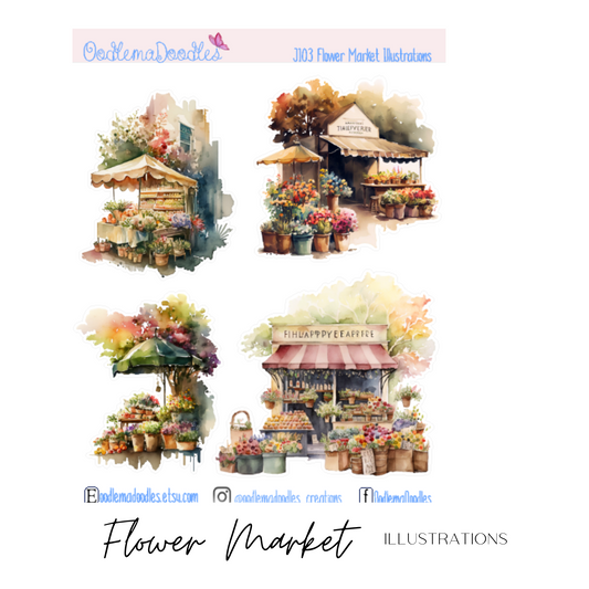 Flower Market Illustration Planner Stickers