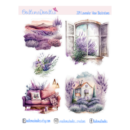 Lavender View Illustration Planner Stickers