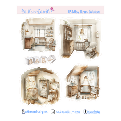 Cottage Nursery Illustration Planner Stickers