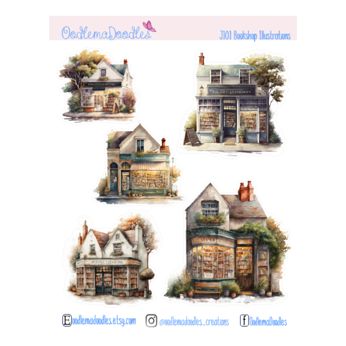 Book Shop Illustration Planner Stickers