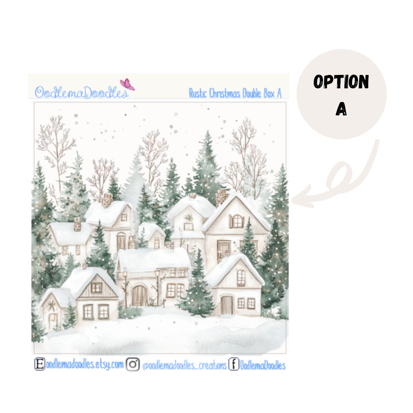 Rustic Christmas Decorative Double Box Sticker