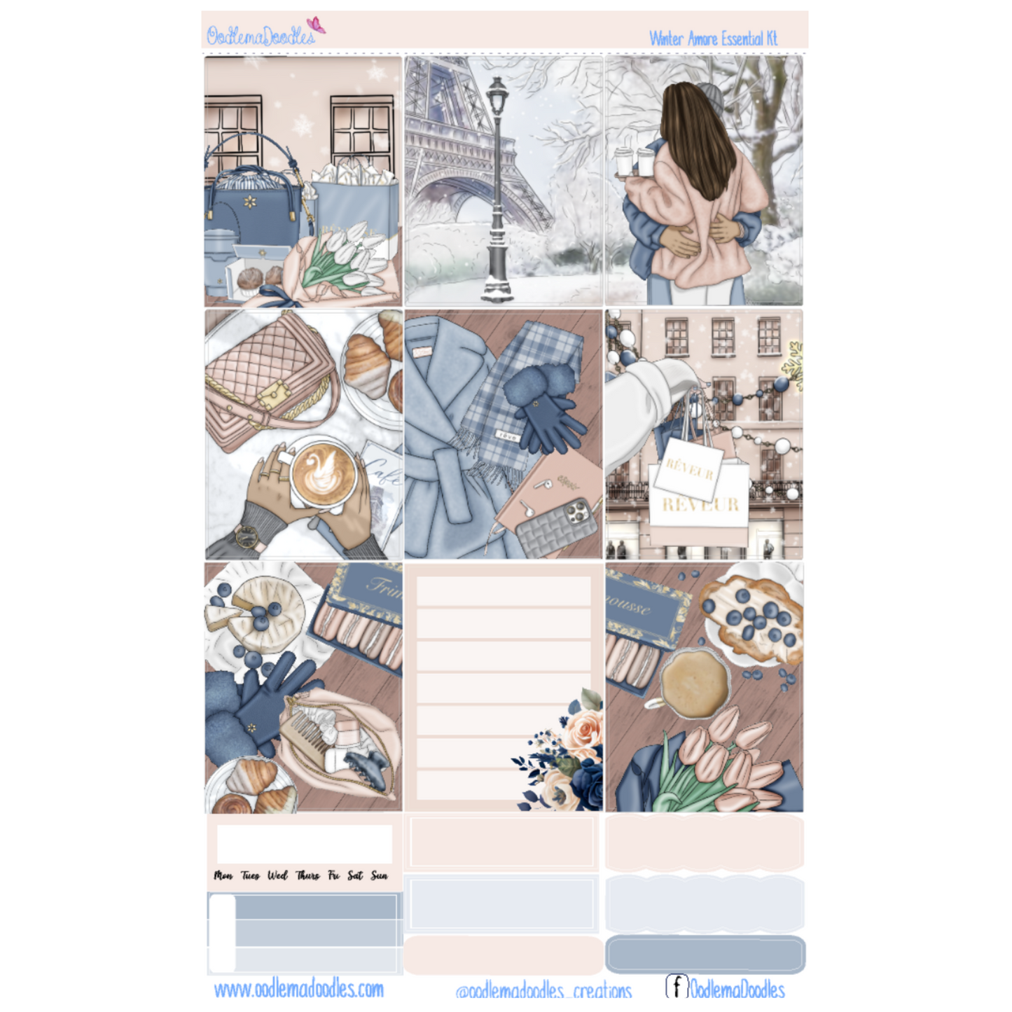 Winter Amour Essential Planner Sticker Kit