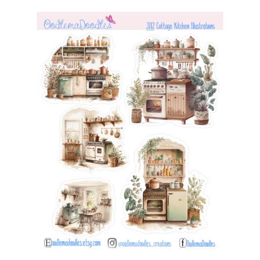 Cottage Kitchen Illustration Planner Stickers