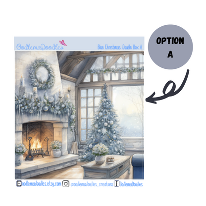 Blue Christmas Decorative Double Box Sticker