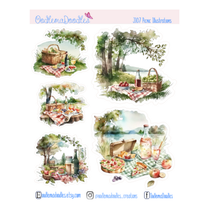 Picnic Illustration Planner Stickers