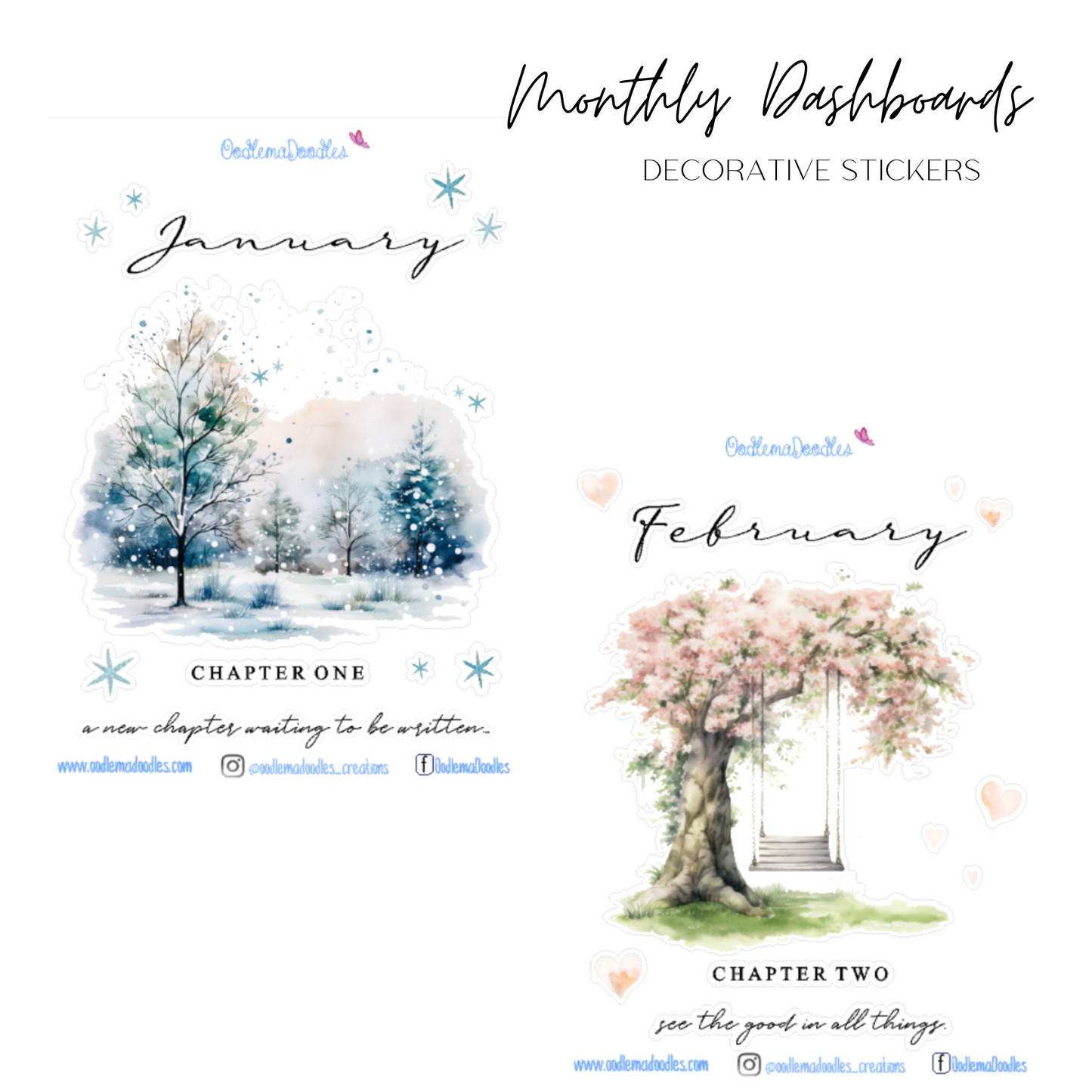 Monthly Decorative Dashboards Planner Stickers