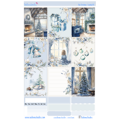 Blue Christmas Essential Planner Sticker Kit