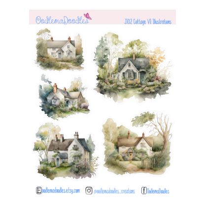 Cottage Illustration Planner Stickers