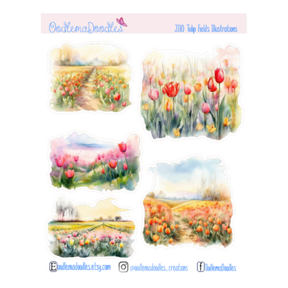 Tulip Fields Illustration Planner Stickers