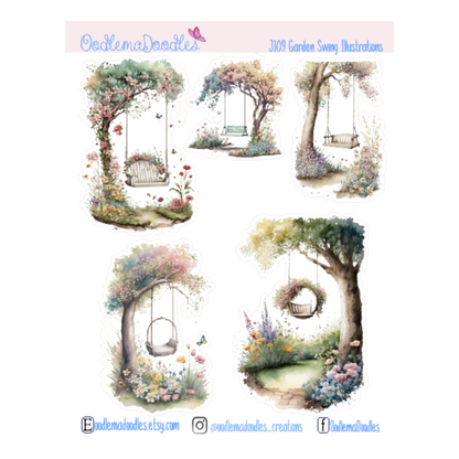 Garden Swing Illustration Planner Stickers