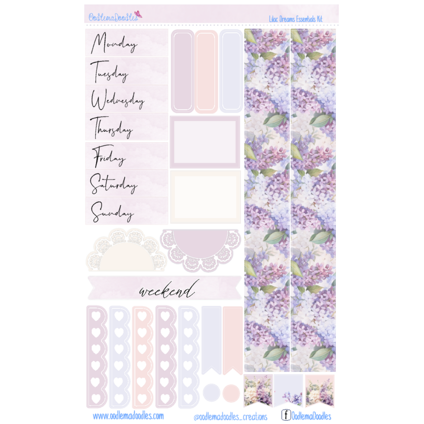 Lilac Dreams Essential Planner Sticker Kit