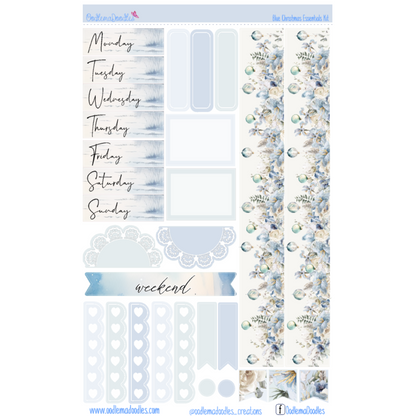 Blue Christmas Essential Planner Sticker Kit