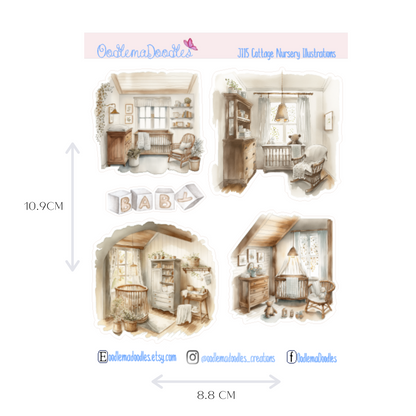 Cottage Nursery Illustration Planner Stickers