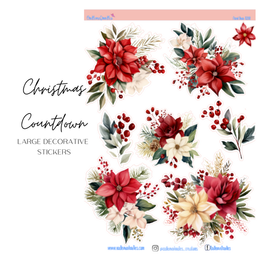 Christmas Countdown Flower Large Decorative Planner Stickers