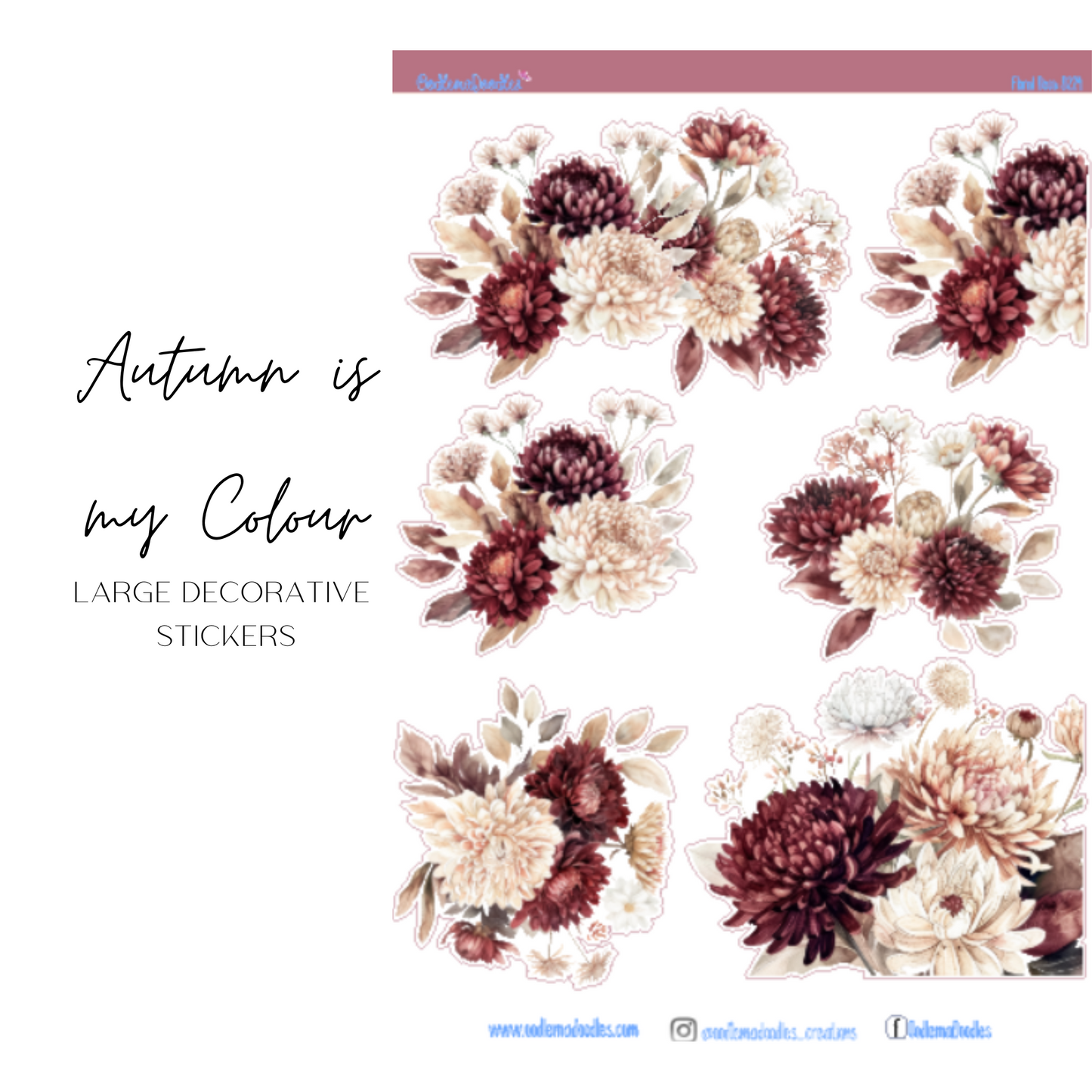 Autumn is my Colour Flower Large Decorative Planner Stickers