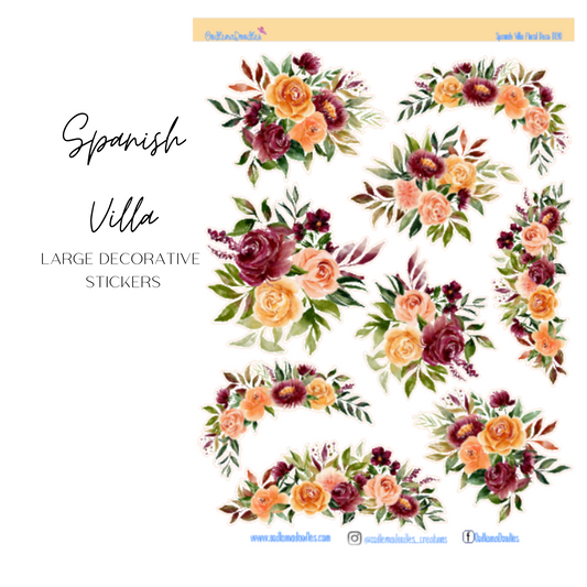 Spanish Villa Flower Large Decorative Planner Stickers