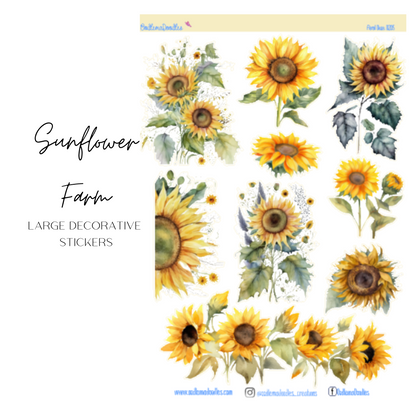 Sunflower Farm Flower Large Decorative Planner Stickers