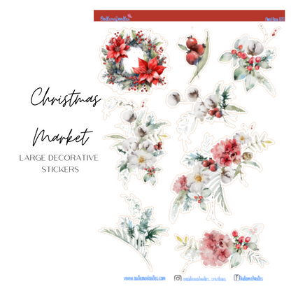 Christmas Market Flower Large Decorative Planner Stickers