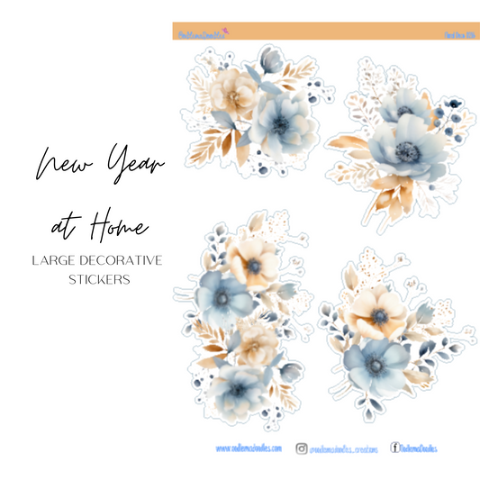 New Year at Home Flower Large Decorative Planner Stickers