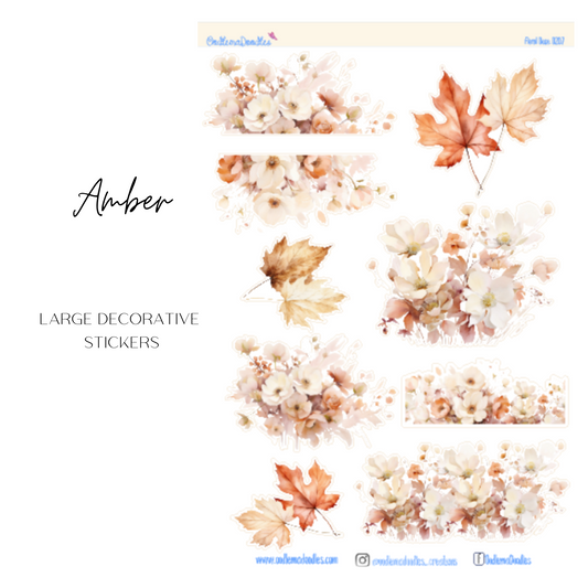 Amber Flower Large Decorative Planner Stickers
