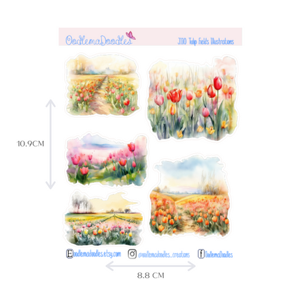 Tulip Fields Illustration Planner Stickers