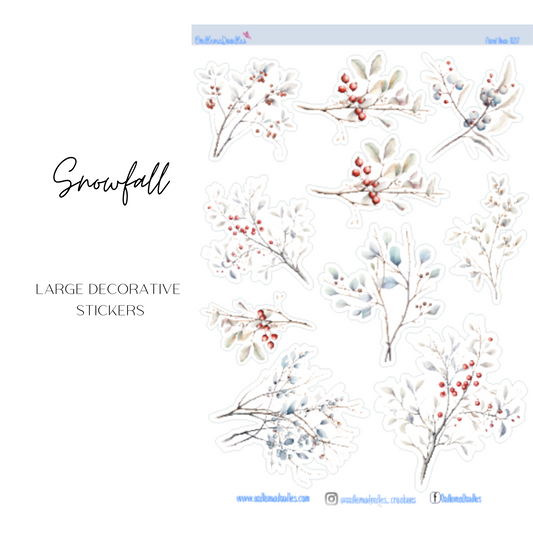 Snowfall Flower Large Decorative Planner Stickers