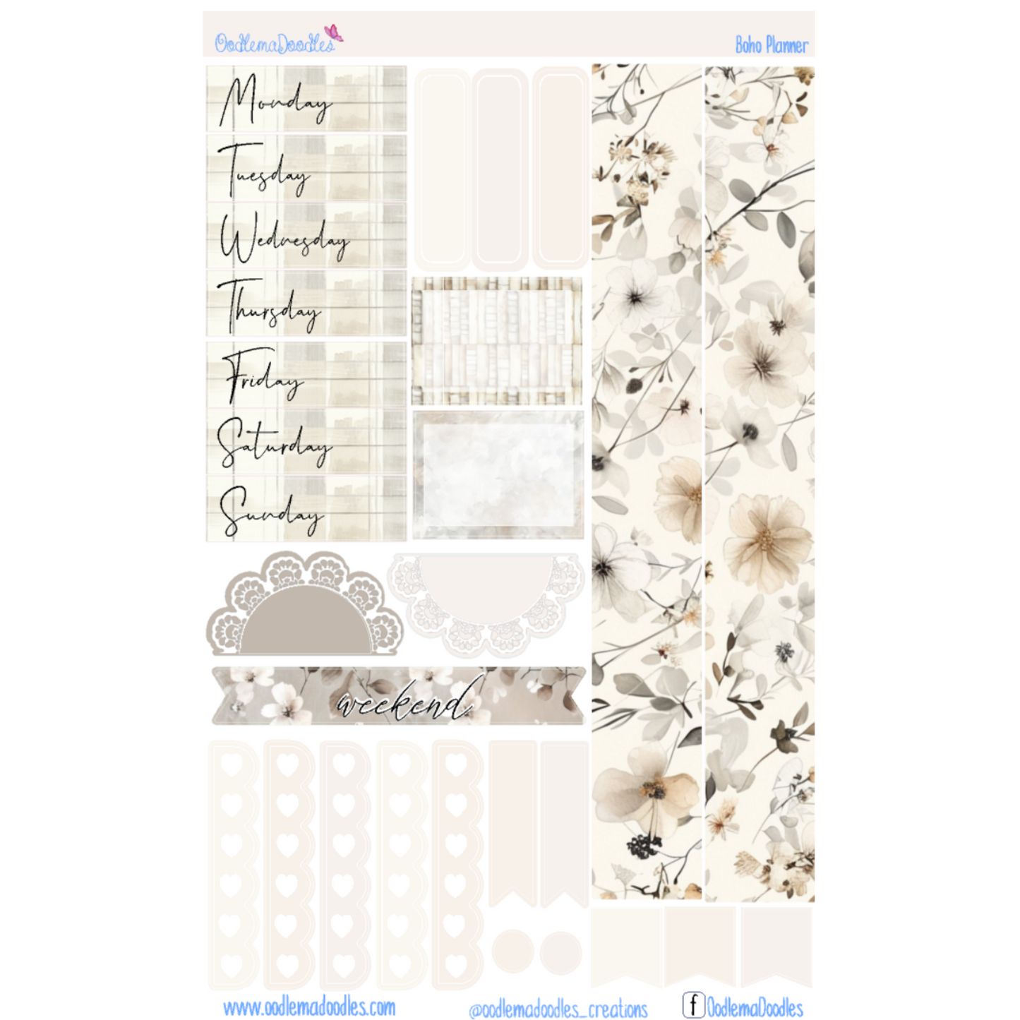 Boho Planner Essential Planner Sticker Kit