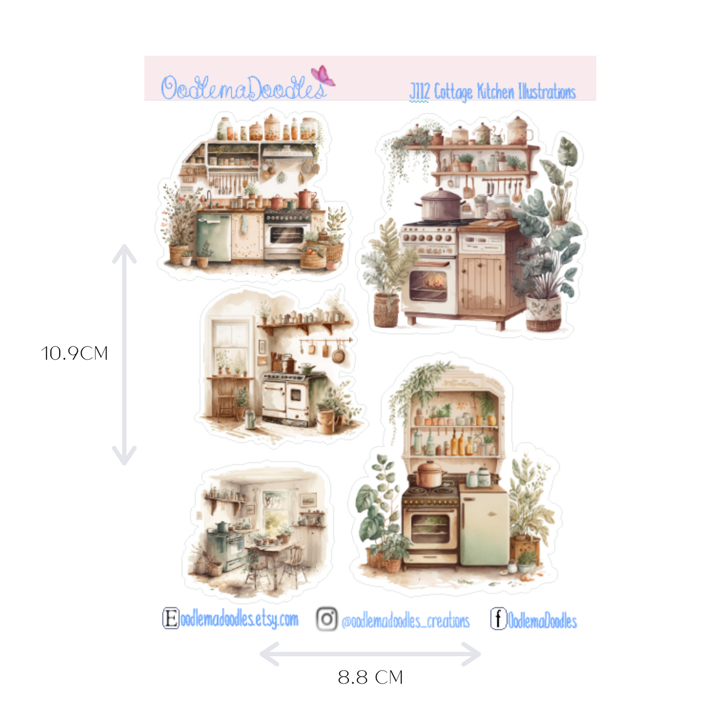 Cottage Kitchen Illustration Planner Stickers