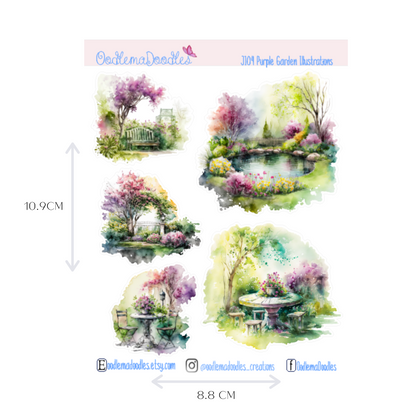 Purple Garden Illustration Planner Stickers