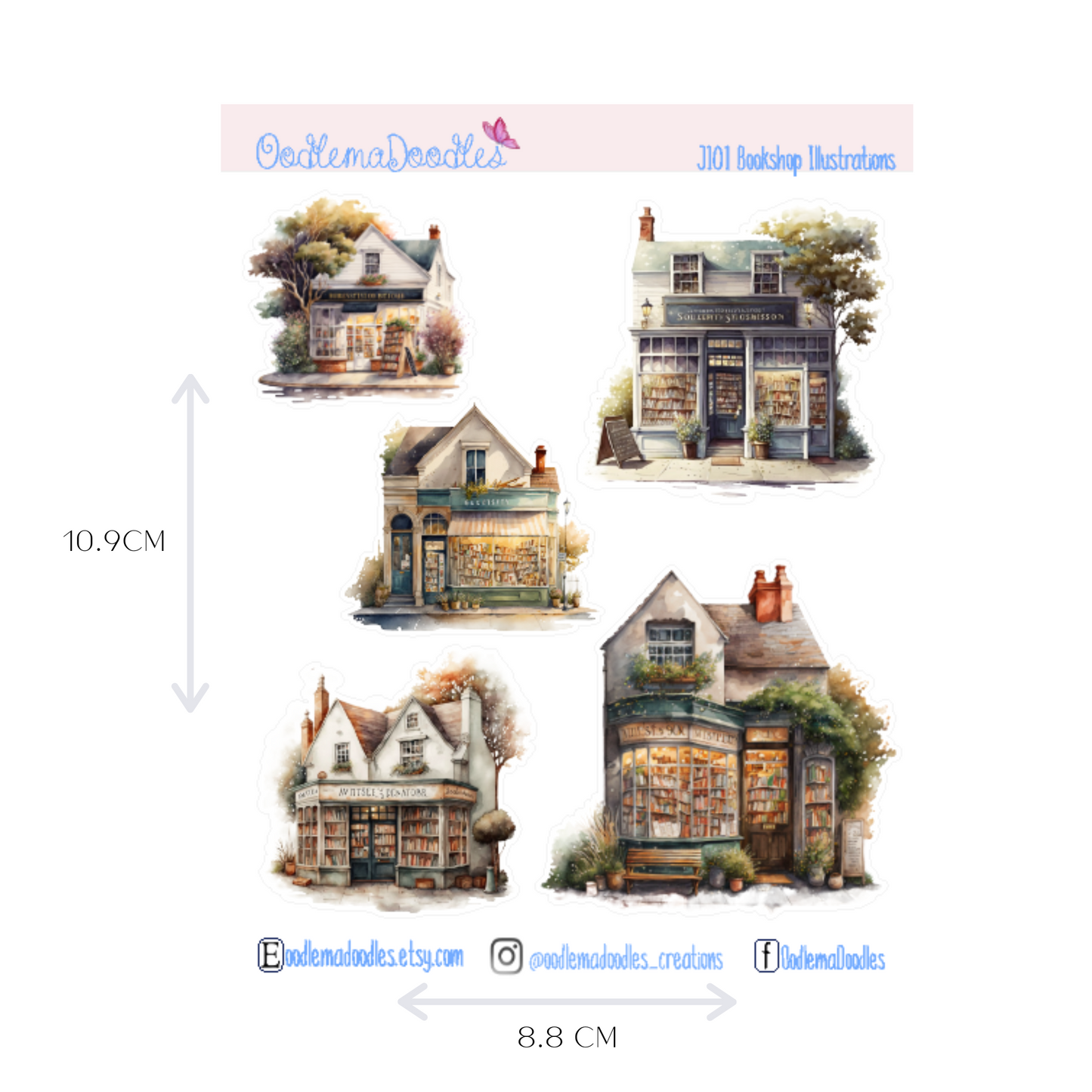 Book Shop Illustration Planner Stickers