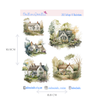 Cottage Illustration Planner Stickers