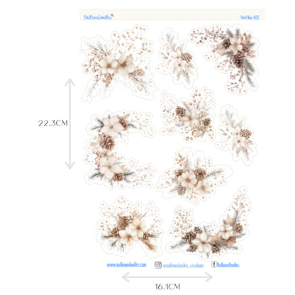Rustic Christmas Flower Large Decorative Planner Stickers