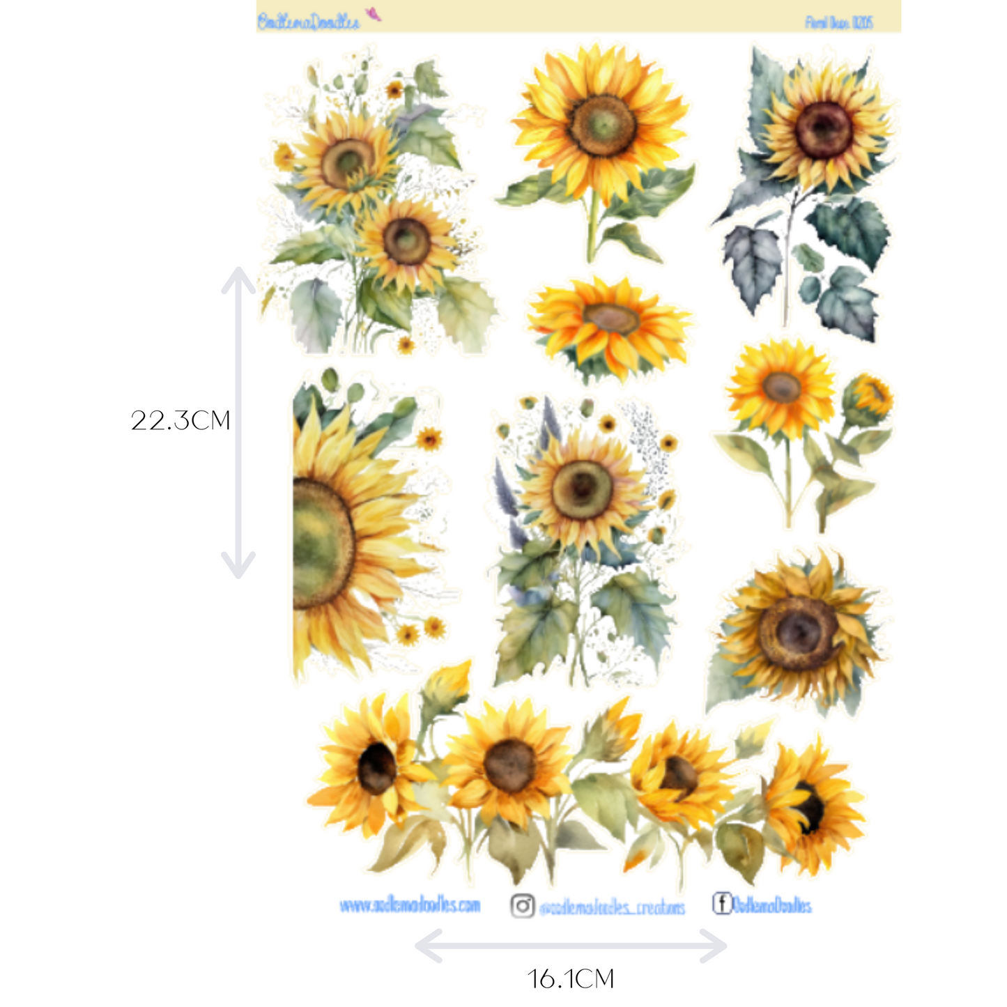Sunflower Farm Flower Large Decorative Planner Stickers