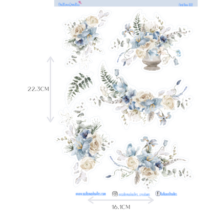 Blue Christmas Flower Large Decorative Planner Stickers