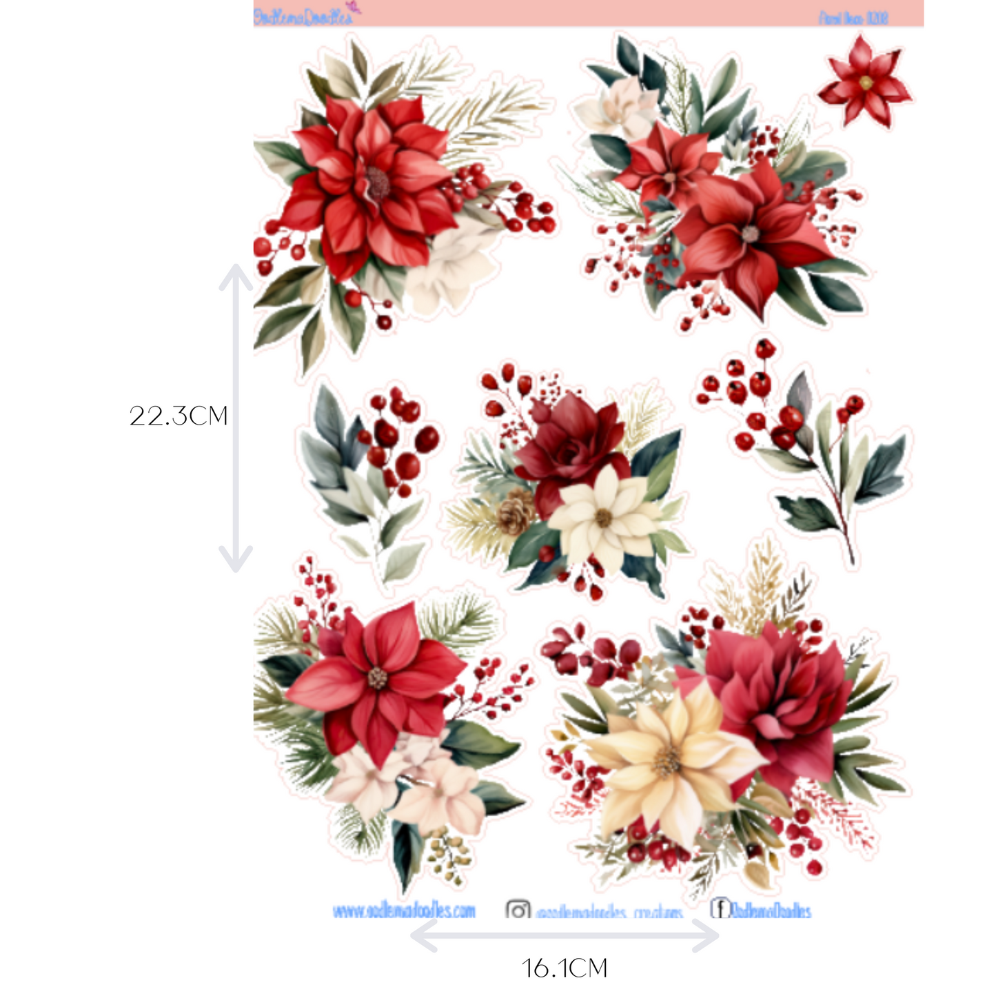 Christmas Countdown Flower Large Decorative Planner Stickers